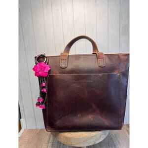 Leather Bright Pink Flower Purse Charm Genuine Leather Bag Charm NEW FAST SHIP